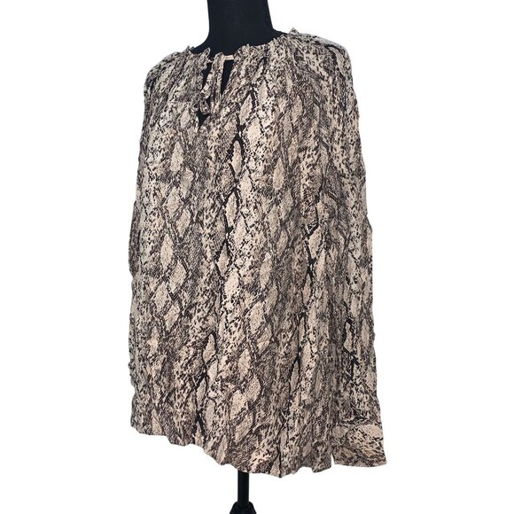 Ava & Viv Womens Tan Snake Print Long Sleeve Top Blouse Plus Size 3X - Picture 4 of 11